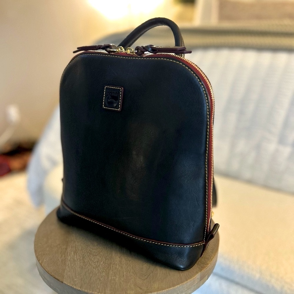 Dooney and Bourke Florentine Leather Zip Pod Backpack in NAVY